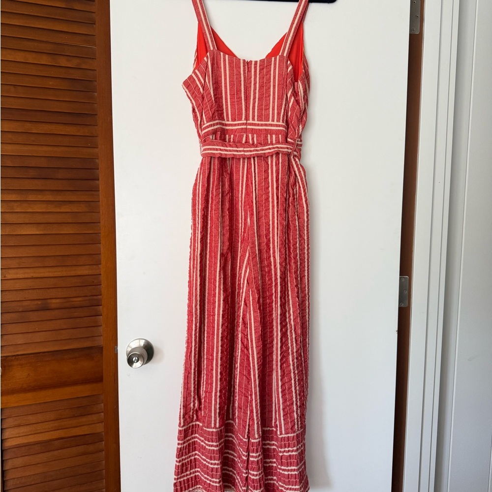 Anthropologie Pink Striped Sleeveless Wide-Leg Jumpsuit - Picture 3 of 3